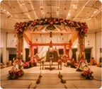 Destination wedding floral stage setup